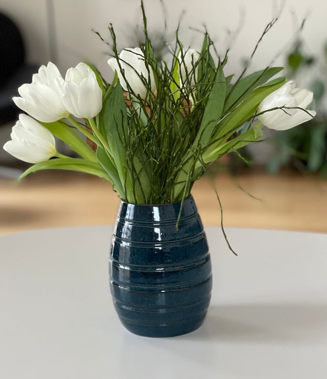 Vase med riller, havblå billede 2