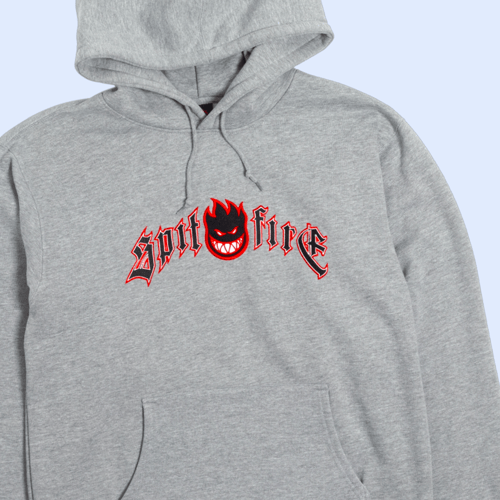 Spitfire Hoodie, Grey w. red/black Emb Logo, Str. L & XL (2)