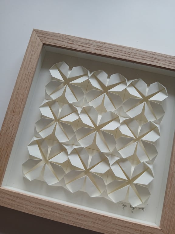 20x20cm foldet værk, naturhvid, indrammet  (2)