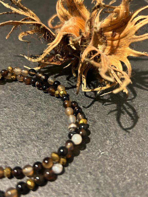 Armbånd af glasperler (brun)  billede 2