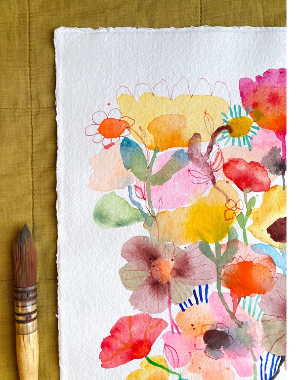 Orange rosa vase m. collage  billede 3