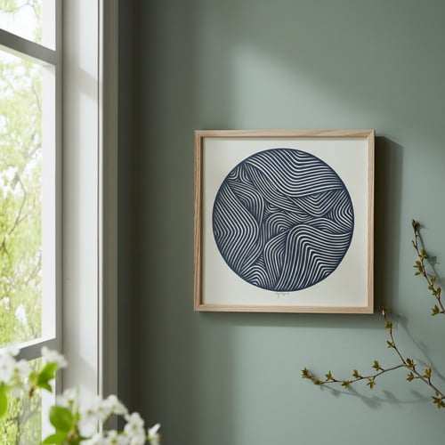 30x30cm papercut, Marineblå, indrammet 