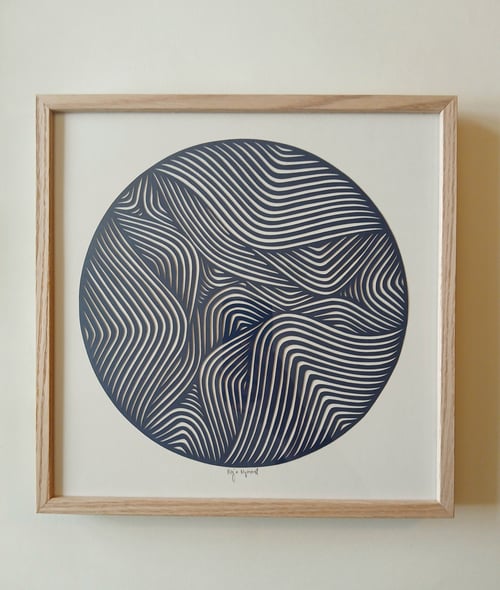 30x30cm papercut, Marineblå, indrammet  (3)