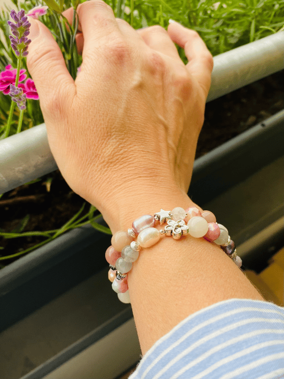 Labradorit og Regnbue Månesten armbånd billede 4