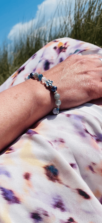 Bjergkrystal og Labradorit armbånd billede 2