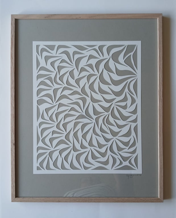 40x50cm papercut, beigegrå, indrammet  billede 2