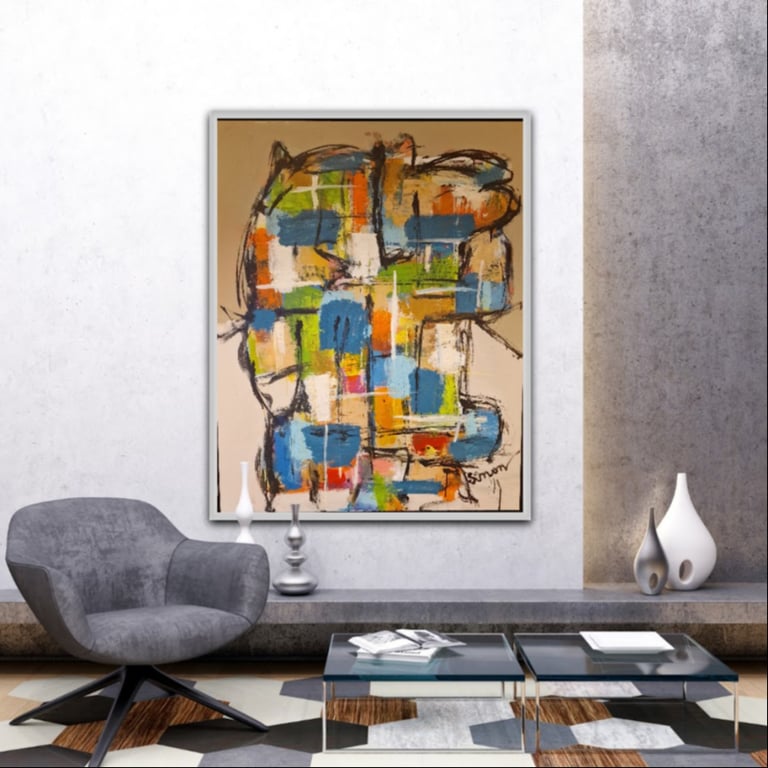 #1163 kunstværk 80X100 inkl. sort ramme billede 4