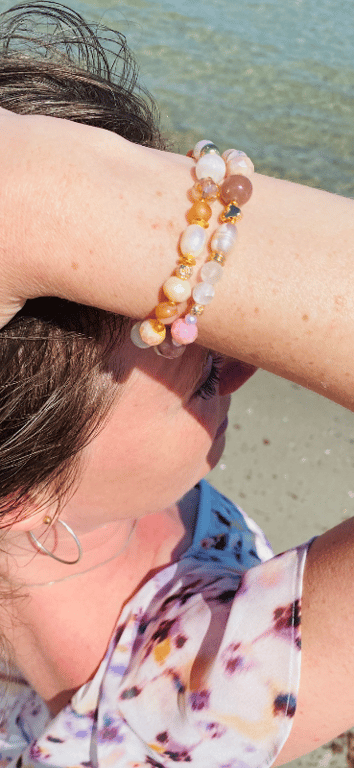 Bjergkrystal og Jordbærkvarts 1 armbånd