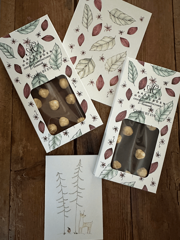 Aalborg Chokolade. Mørk, med nødder og Cards by Eve, Kakaoprint billede 2