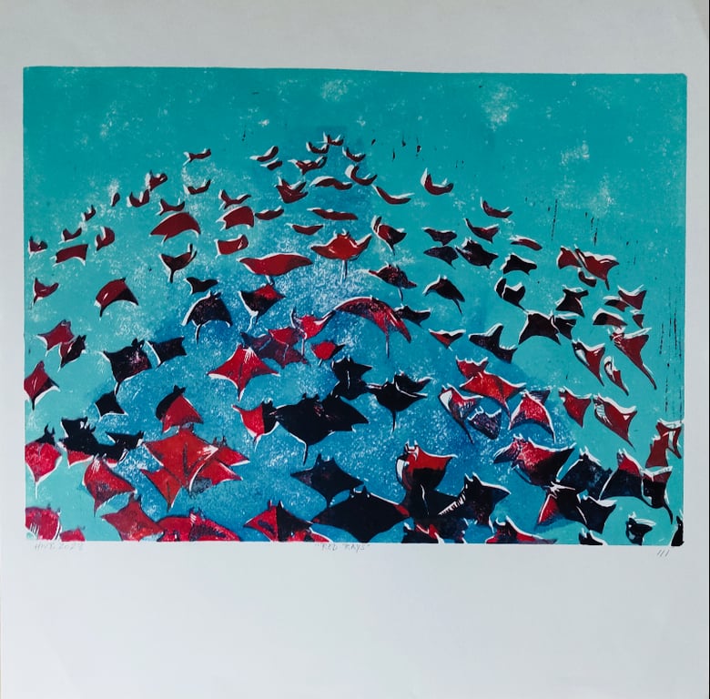 Red Rays, 32x32 cm