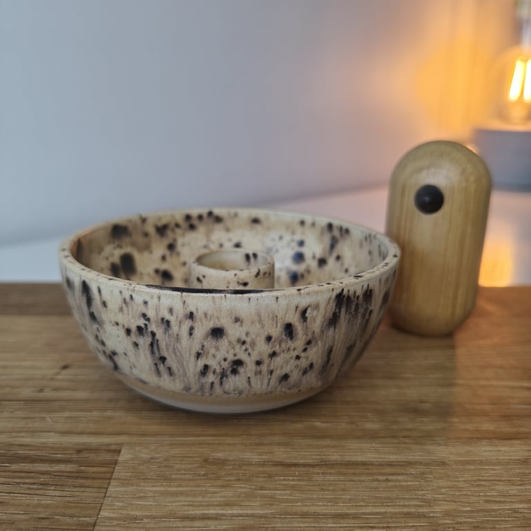 Brun plettet lysestage  billede 2