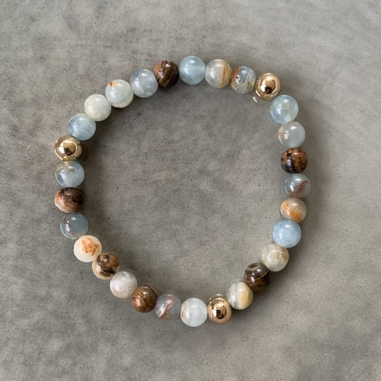 Blå onyx armbånd 6mm