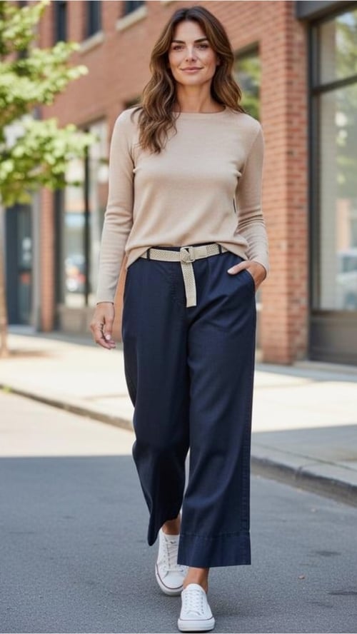 Milla cotton pants, Denim blue. Onesize 36-44. (2)