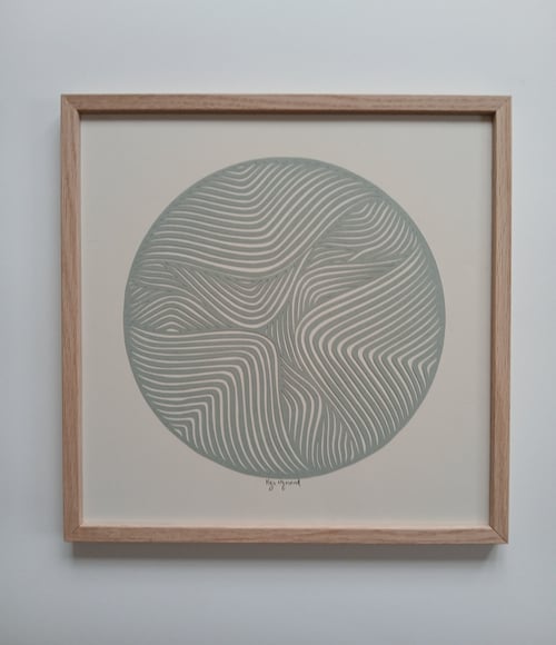 30x30cm papercut, blågrå, indrammet