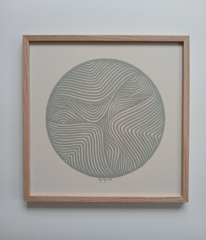 30x30cm papercut, blågrå, indrammet (2)