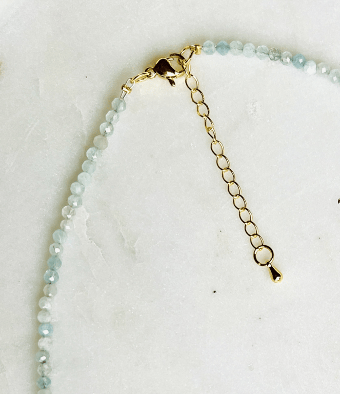 Akvamarin facet halskæde billede 2