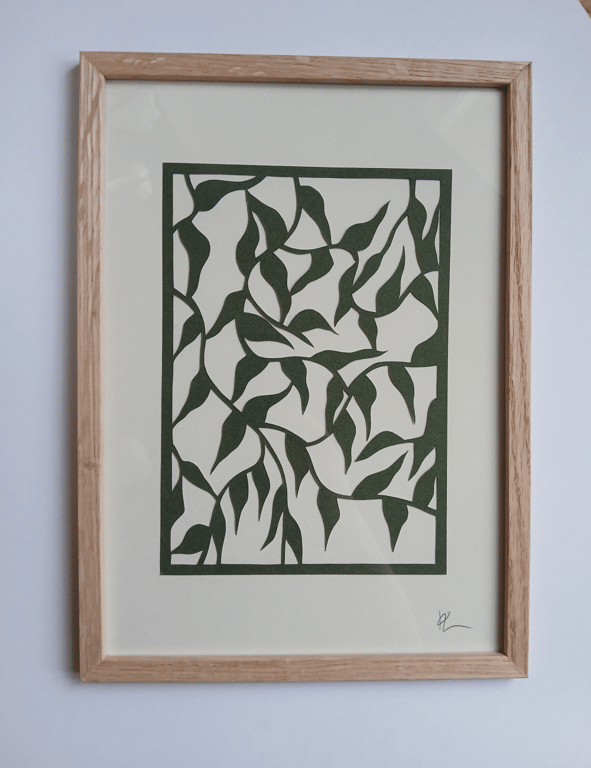 A4 papercut, mørkegrøn, indrammet  billede 2
