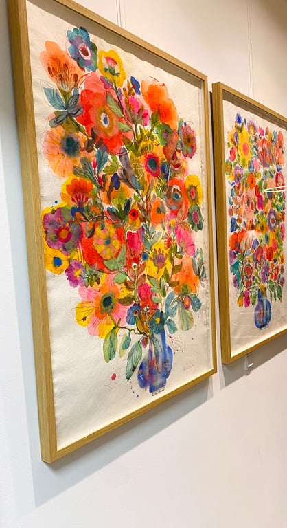 Thea - Blå kæmpe vase - original akvarel  billede 2