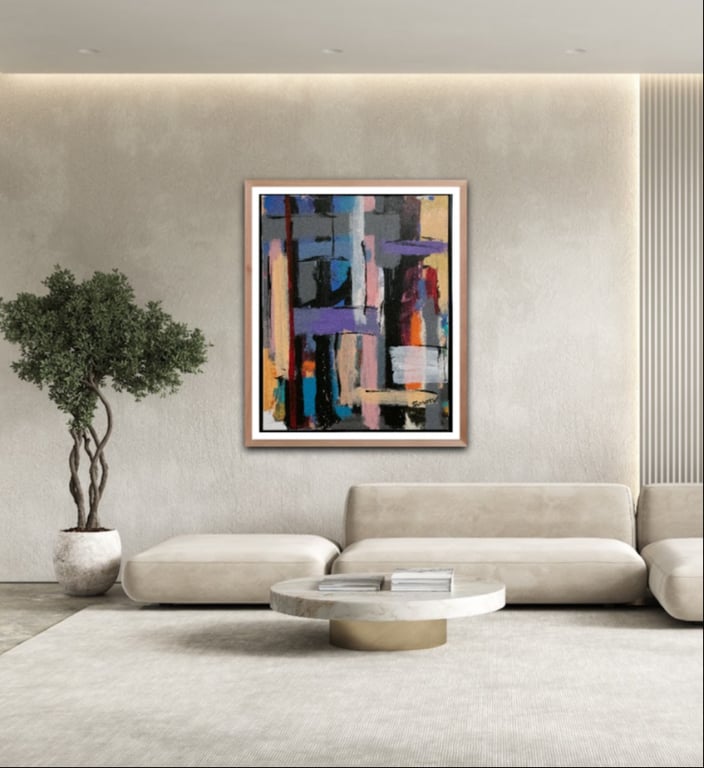 #1117 Maleri 80X100cm M/sort ramme  SOLD billede 3