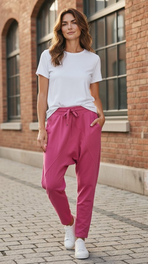 Carol cotton baggy pants, Dusty pink. Onesize 36-46. (2)