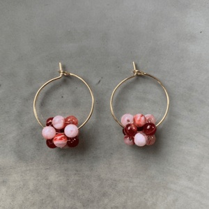 Rød agat Berries øreringe  – produktbillede