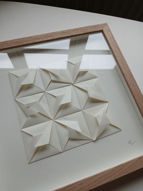 30x30cm foldet værk, naturhvid, indrammet (2)
