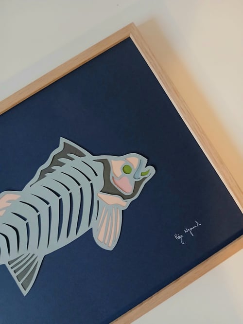 A3, indrammet papercut fisk