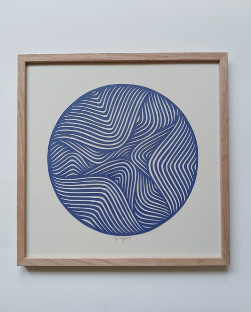 30x30cm papercut, kongeblå, Indrammet 