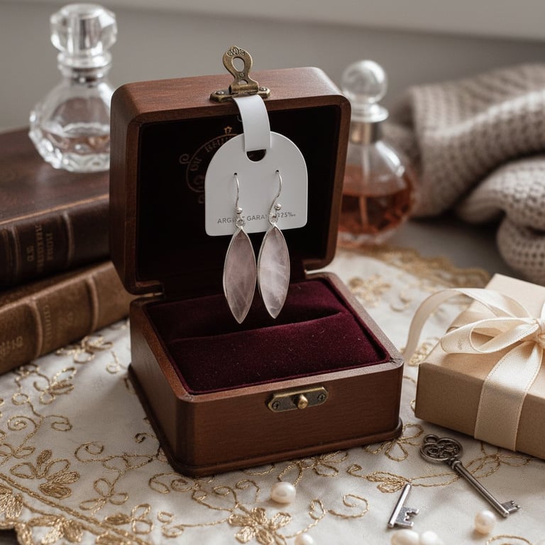 Quartz rose øreringe i Sterling sølv billede 2