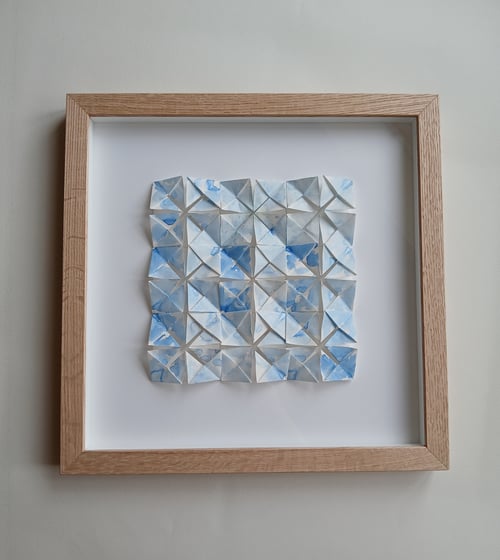 30x30cm unika akvarel, foldet papirværk. indrammet (2)
