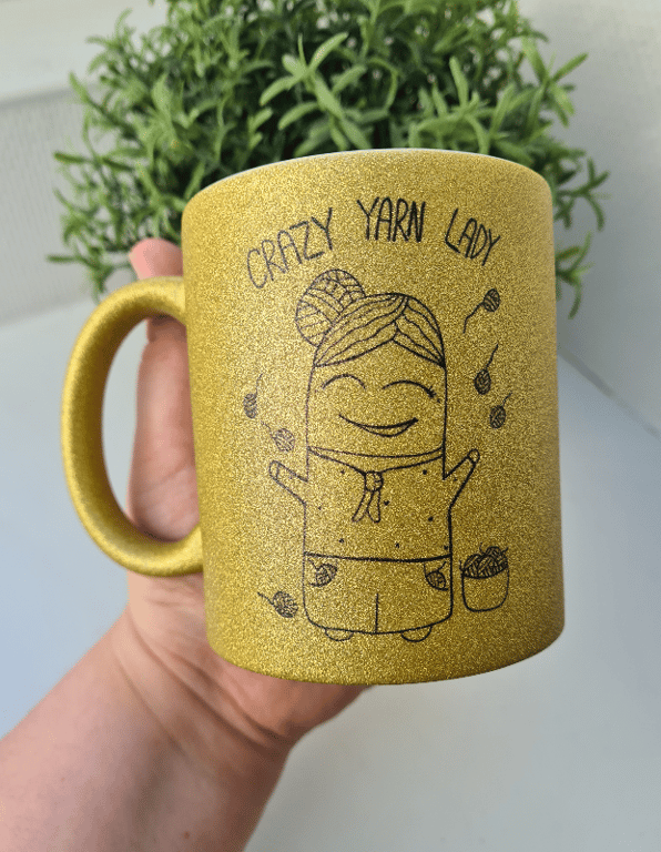 Krus: crazy yarn lady Guld Glimmer