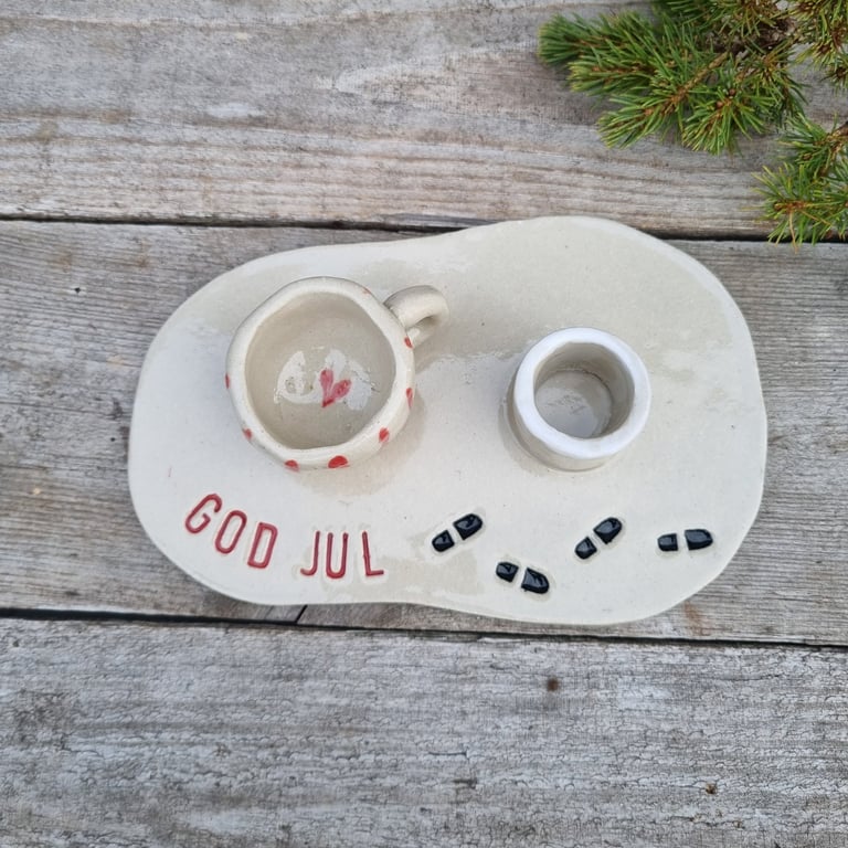 Jule lysestage med lille julekop billede 2