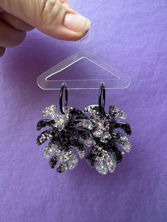 Monstera i sort/sølv