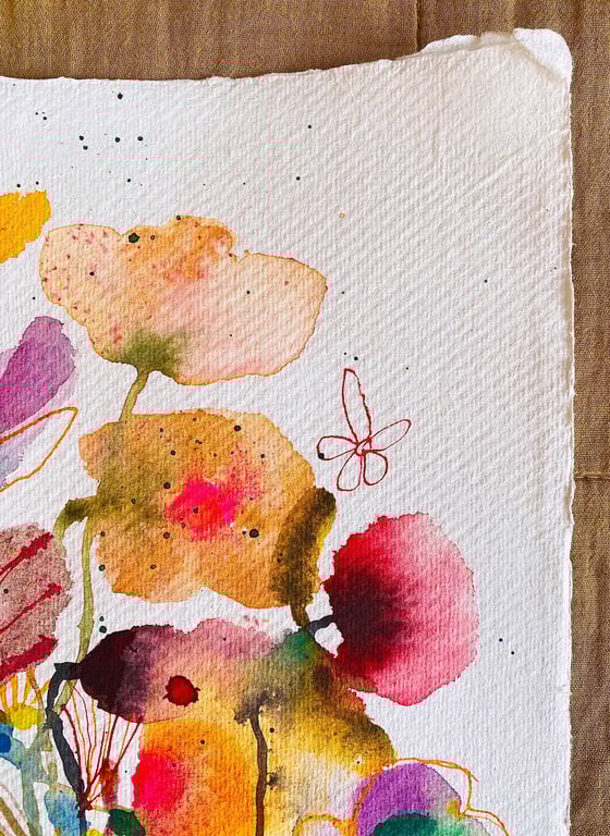 Sprudlende buket - original akvarel  billede 5