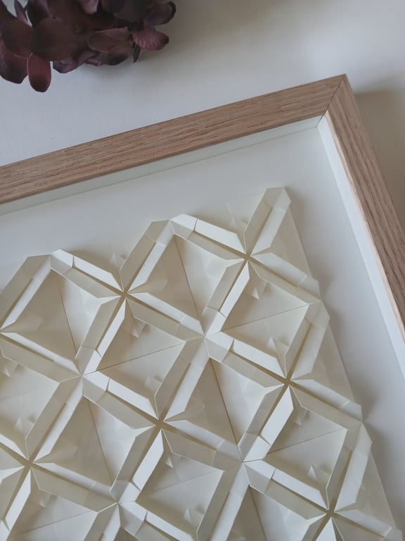 30x30cm foldet værk, naturhvid, indrammet  (3)