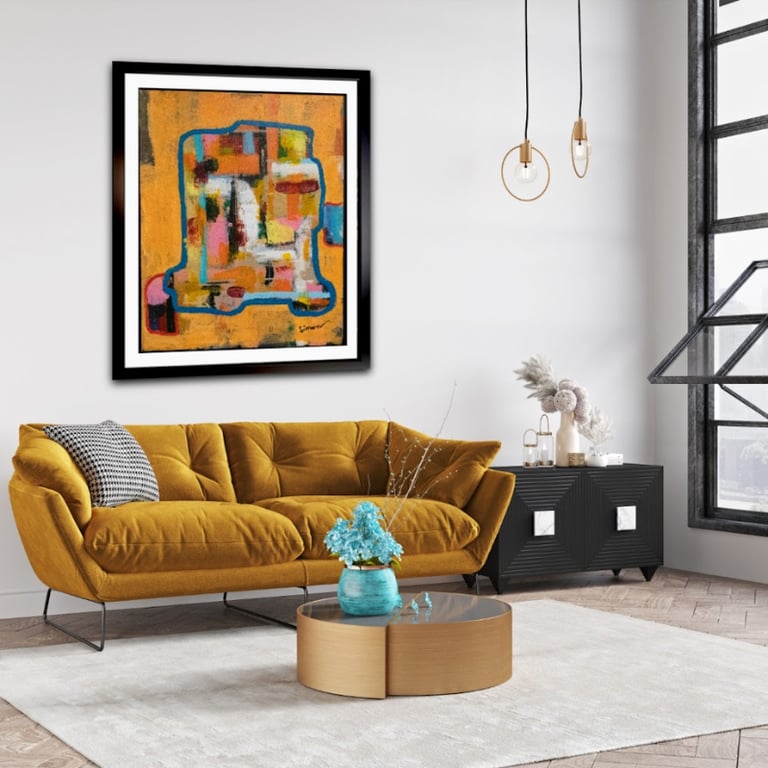 #1114 Maleri 80X100 cm m/sort ramme billede 5