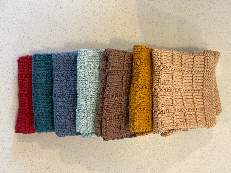 Kit: Gæstehåndklæder med rudestruktur (til 3 stk.) indisk ØKO-TEX bomuld 8/4 (garn og opskrift) billede 7