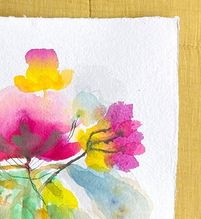 Grøn stribede vase - original akvarel billede 3