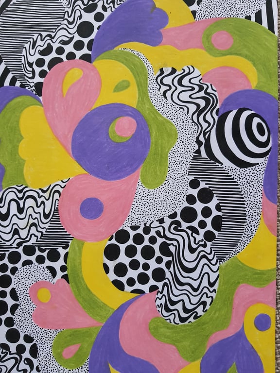 Original vokskridt og posca tegning