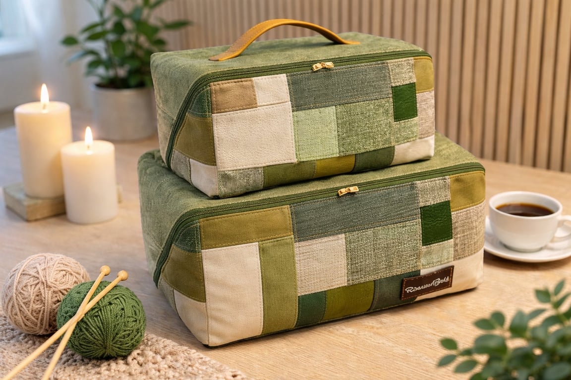 Skind boks upcycling "LILLESØSTER" 21 x 11 x11 cm billede 4