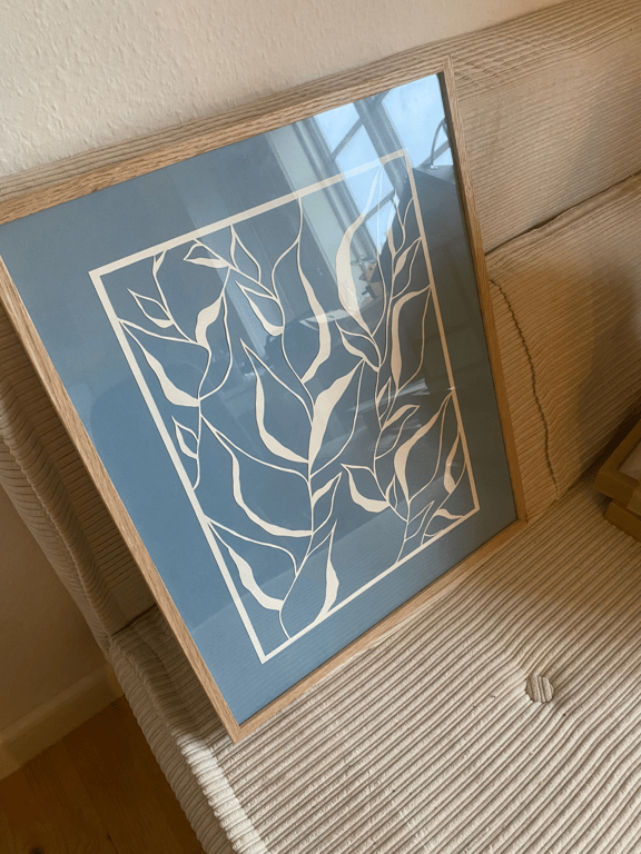 40x50cm papercut dueblå, knækket hvid  (3)