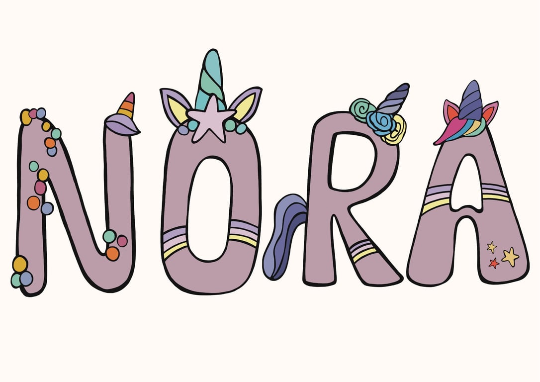 Plakat med Navn: ABC UNICORN  NAVNE-PLAKAT (ROSA Skrift, beige baggrund) billede 2