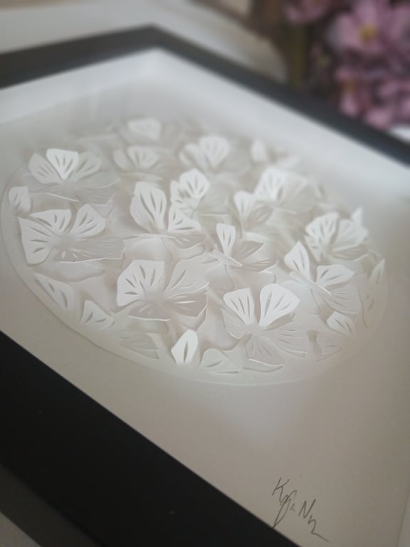 20x20cm 3D papercut, hvid, indrammet  (4)