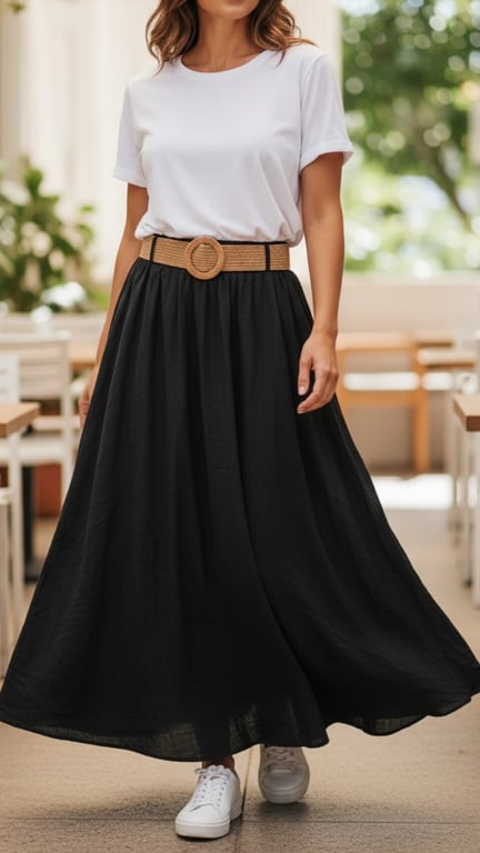 Vanessa viscose skirt. Black. Onesize 38-48.