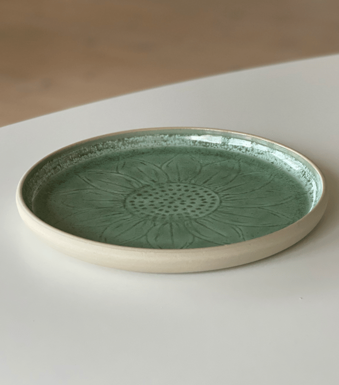Solsikkefad, kobbergrønt - ø 22 cm
