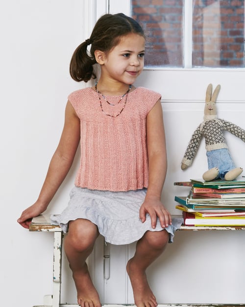 Kit: Top med ret-strikket bærestykke (Børne Str.) 