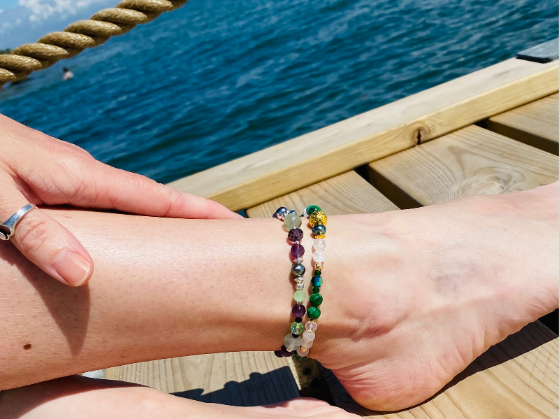 Bjergkrystal og Jade ankelkæde billede 5