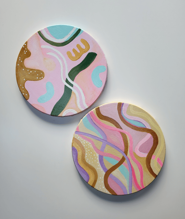 Akrylmaleri - Abstrakt pastel billede 3