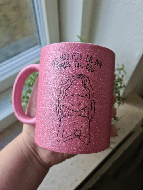 Krus: her hos mig er der plads til dig (hjertet) Pink Glimmer (2)