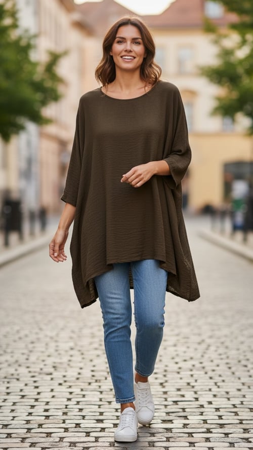 Anita viscose Tunic/dress. Chokolate. Onesize 38-48. (2)